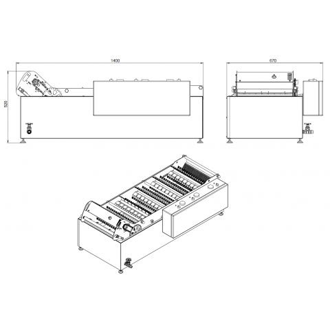 Friteuse met schoepen voor friet en snacks 400/1100/12