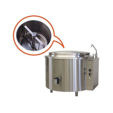 Round boiling cooker with a mixer