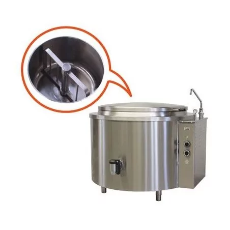 Round boiling pan with mixer