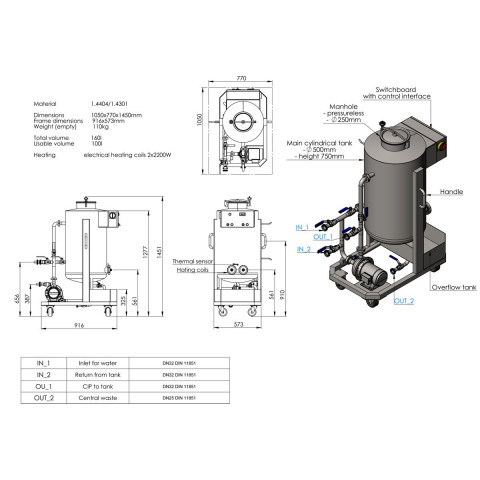 Reinigings- en ontsmettingsstation CIP-101