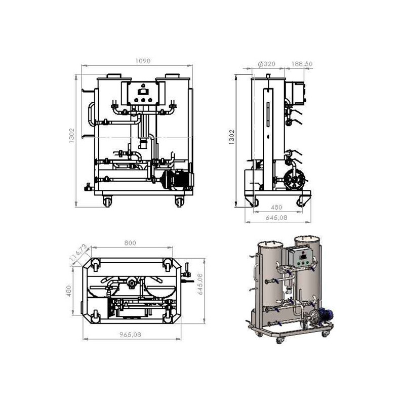 Cleaning and disinfection station CIP-52: 2×50 liters