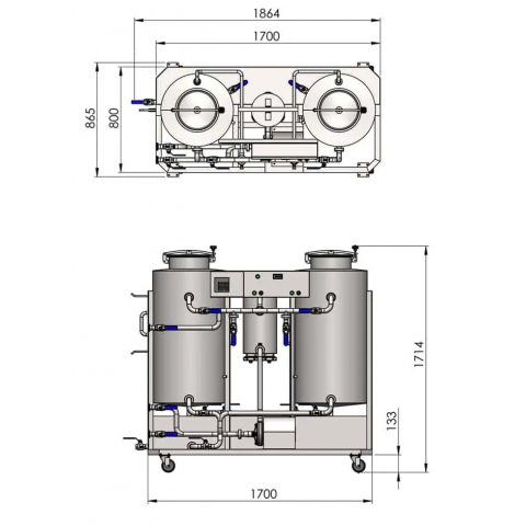 Reinigings- en ontsmettingsstation CIP 202 - 2×200 liter