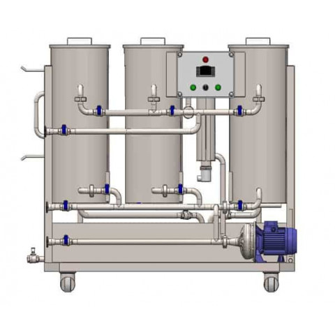 System for cleaning food processing equipment CIP-53 3×50 liters