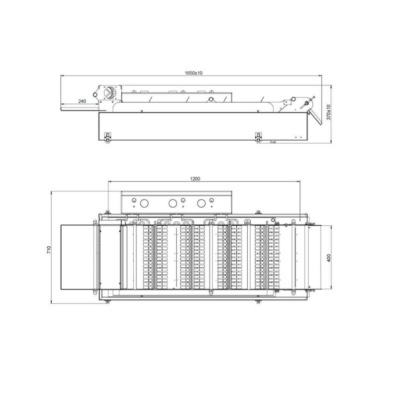 Paddle conveyor module for the universal fryer 400/1100/12