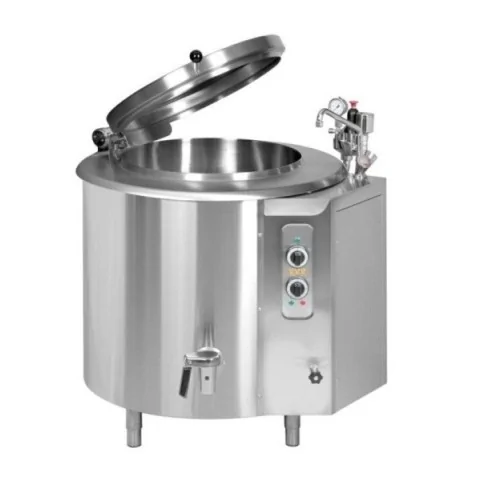 Round boiling pan with mixer