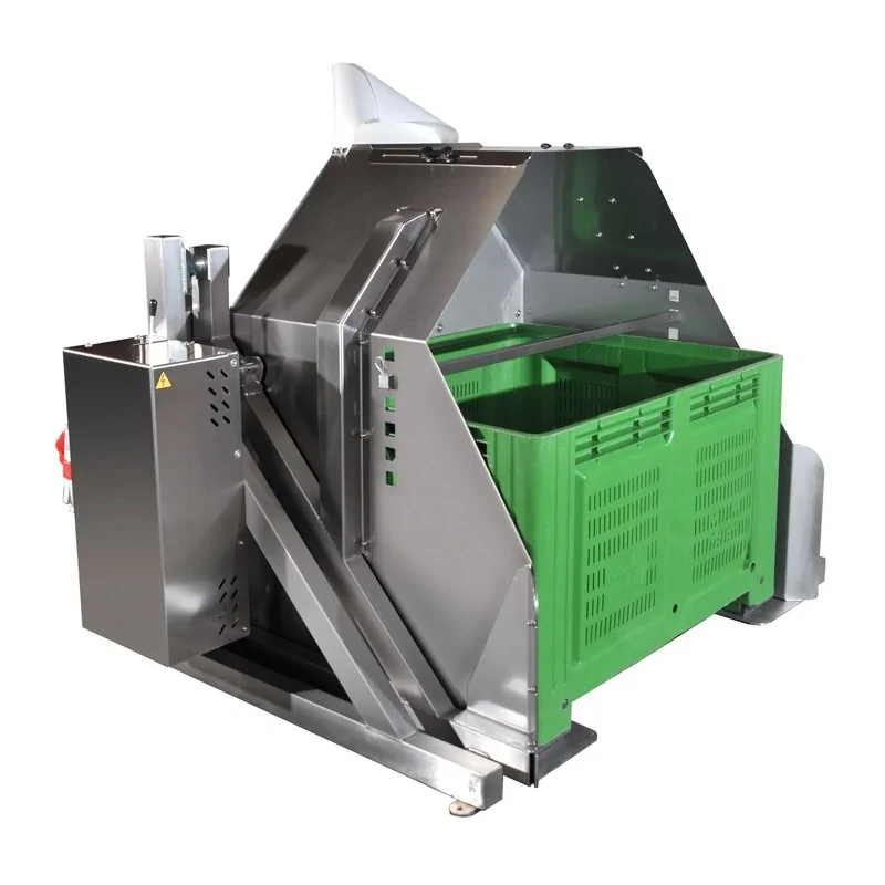 Bin tipper for 400 kg boxes with fruits and vegetables
