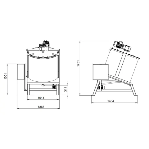 Creaming machine technical drawing