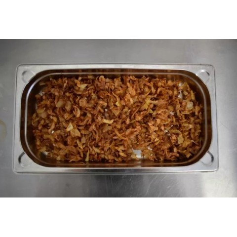 Crispy onion fryer with a deoiling centrifuge