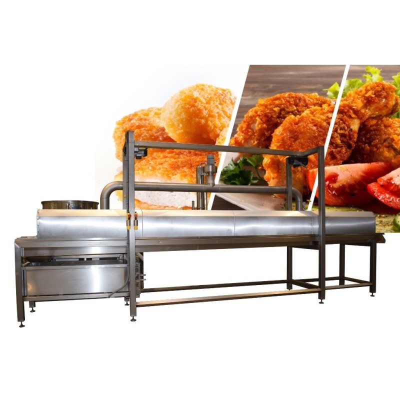 Fryer for continuously pouring hot oil ShowerFry