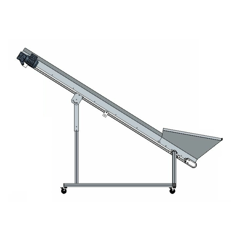 Adjustable conveyor with a loading hopper 3000/300 mm