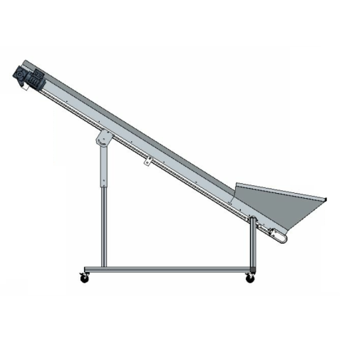 Adjustable conveyor with a loading hopper 3000/300 mm