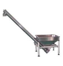 Screw conveyor with a loading hopper for bulk and powdered products