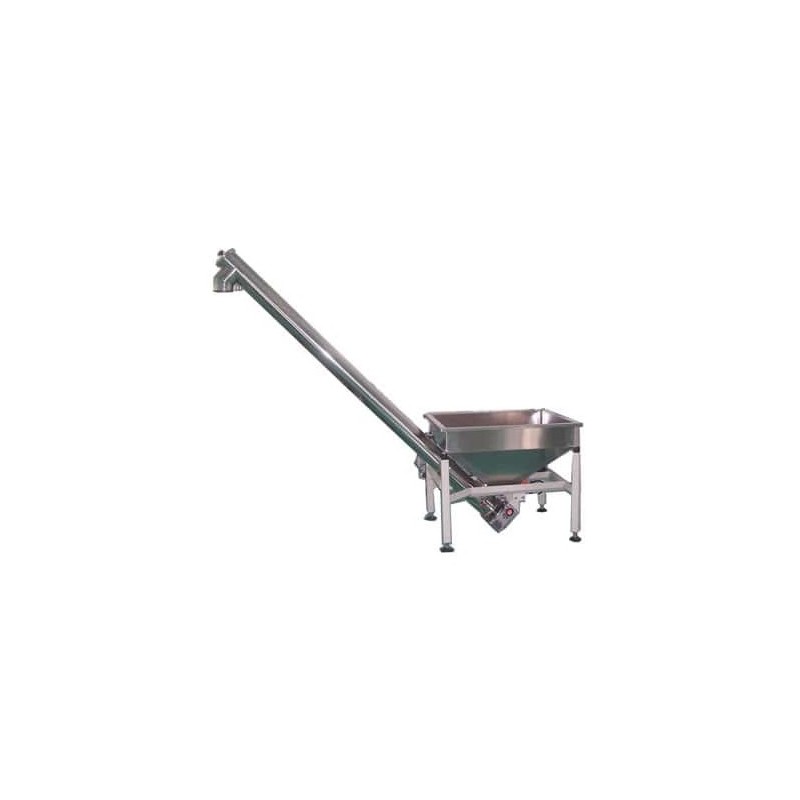 Screw conveyor with a loading hopper for bulk and powdered products