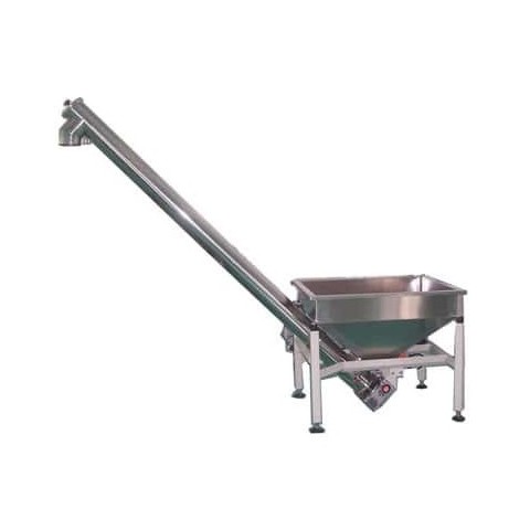 Screw conveyor with a loading hopper for bulk and powdered products