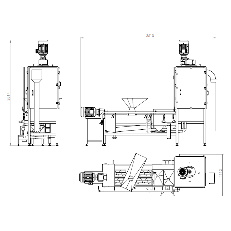 Grain washing, hulling and separating machine DR