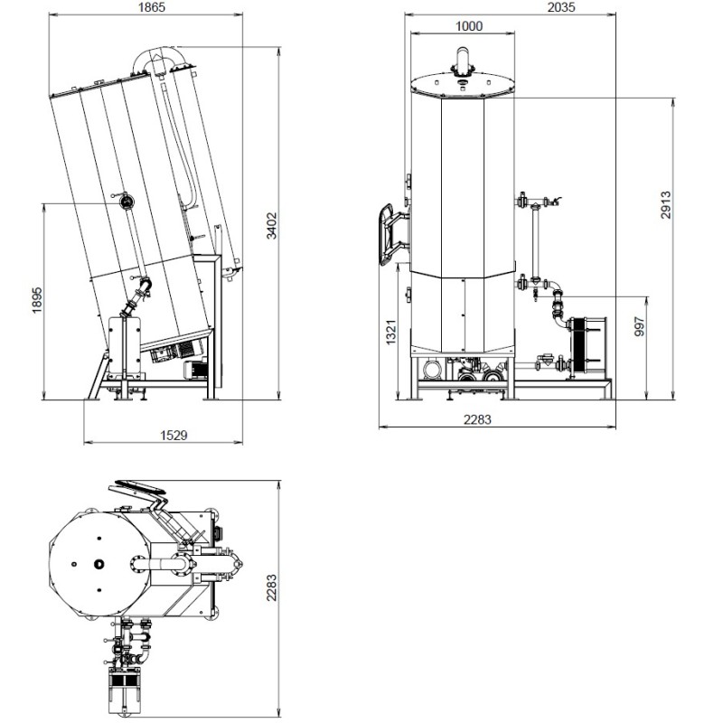 Impianto di evaporazione sottovuoto a circolazione tipo 1750/1500/15