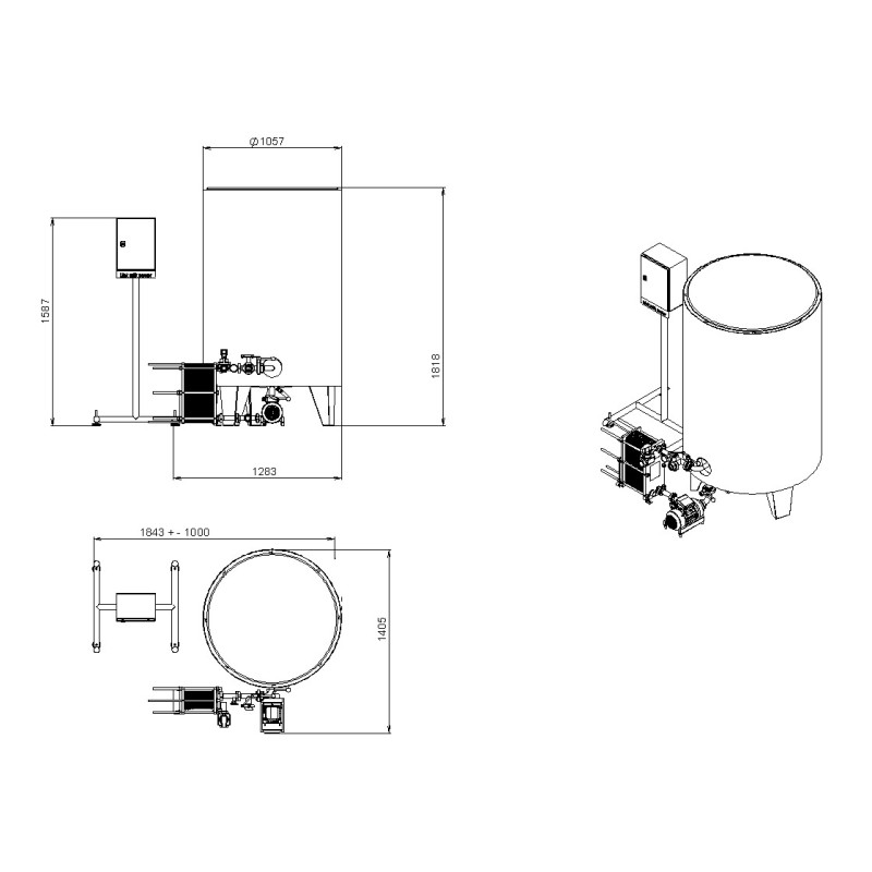 Cuve de pasteurisation longue durée - 1100 L