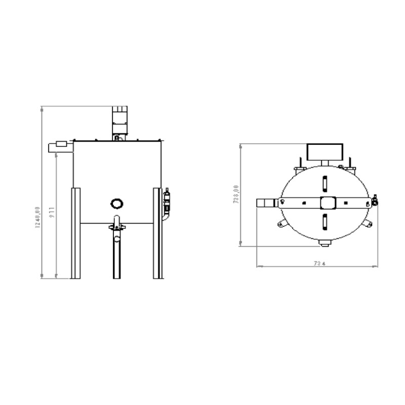 Pastorizzatore per latte - disegno tecnico