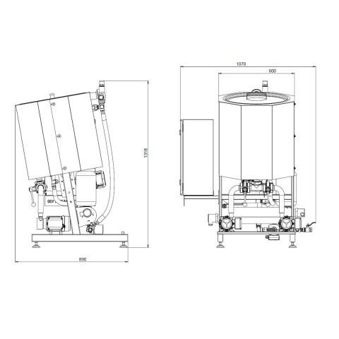 Tank met menger en mantel voor de thermische drager 100 - 900 L