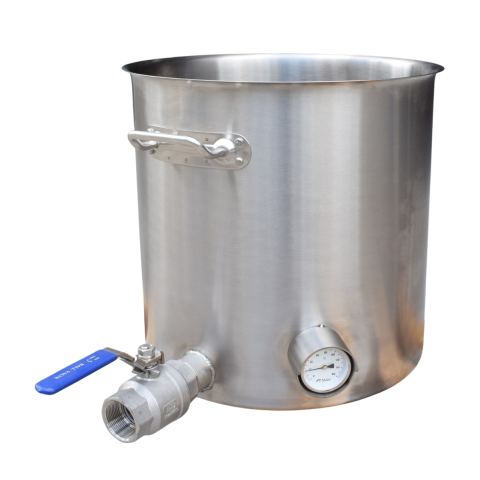 Olla de acero inoxidable con válvula de drenaje y termómetro Olla de acero inoxidable con válvula de drenaje y termómetro