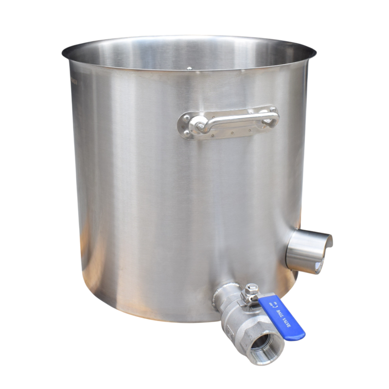 Olla de acero inoxidable con válvula y termómetro