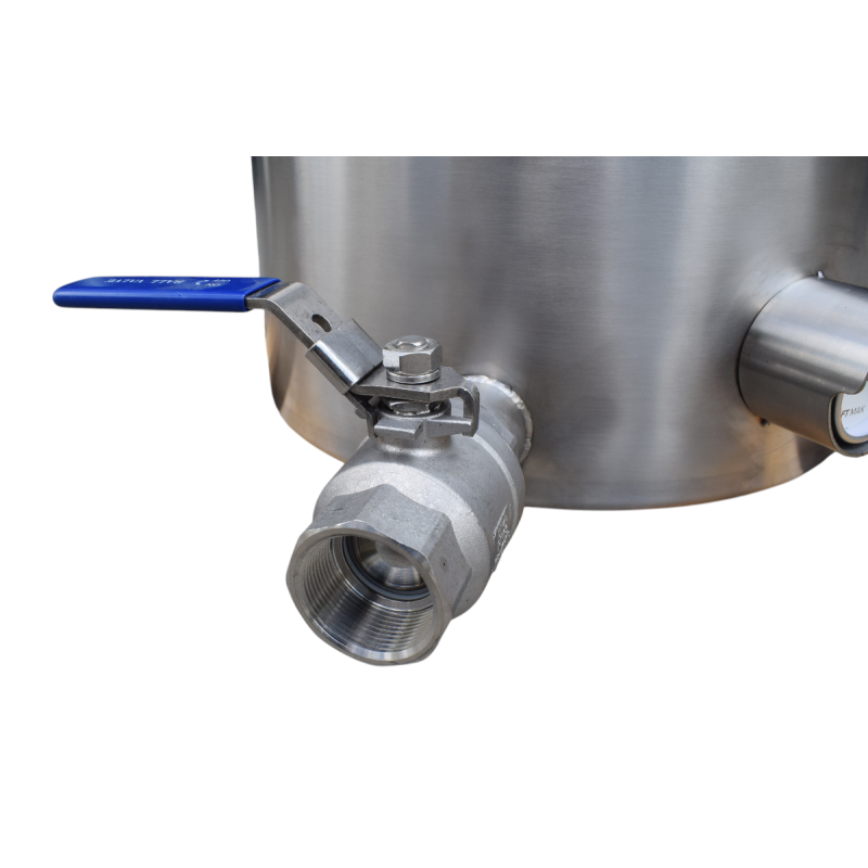 Olla de acero inoxidable con válvula y termómetro