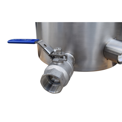 Olla de acero inoxidable con válvula y termómetro