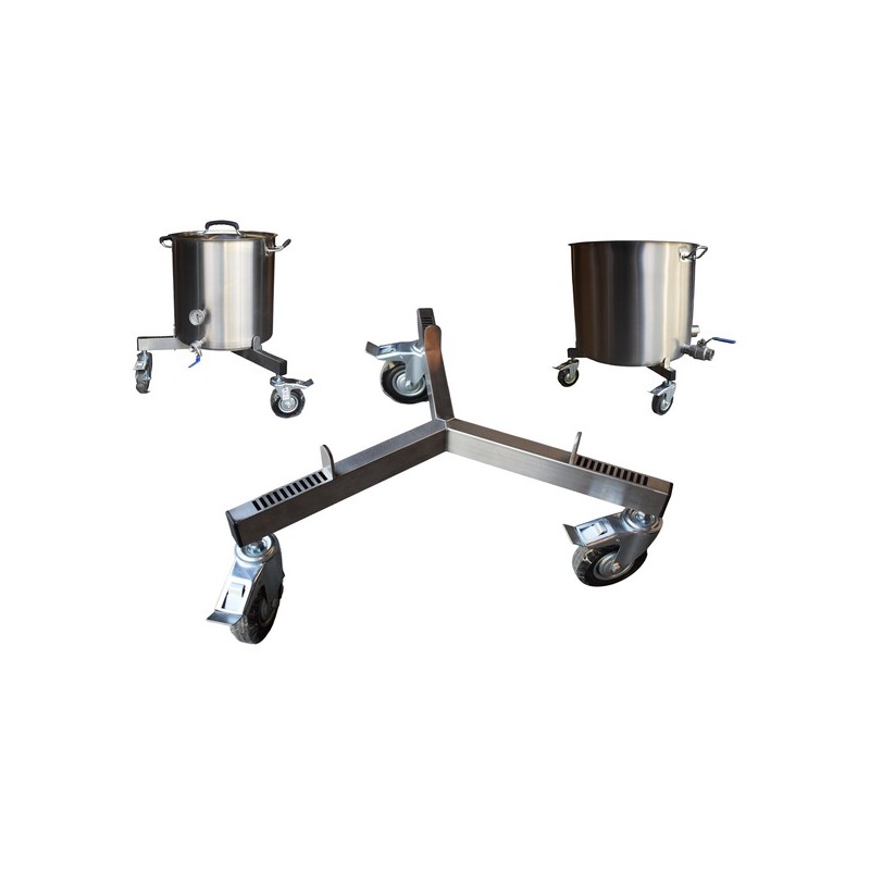 Mobile stainless steel support frame for big pots Mobile stainless steel support frame for big pots