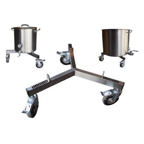 Mobile stainless steel support frame for big pots Mobile stainless steel support frame for big pots