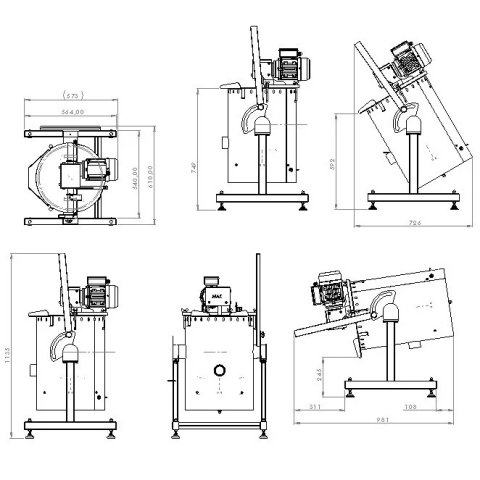 Dimensions de la batteuse à pâte liquide à basculement (50 L) - Plan technique Dimensions de la batteuse à pâte liquide à basculement (50 L) - Plan technique