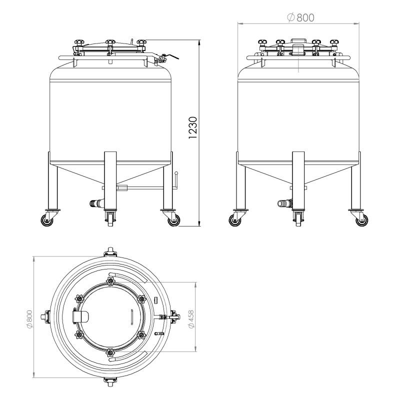 Technical drawing BIN 300 pressure vessel