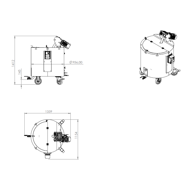 Homogeneizador de mel com misturador helicoidal 500 / 1100 kg