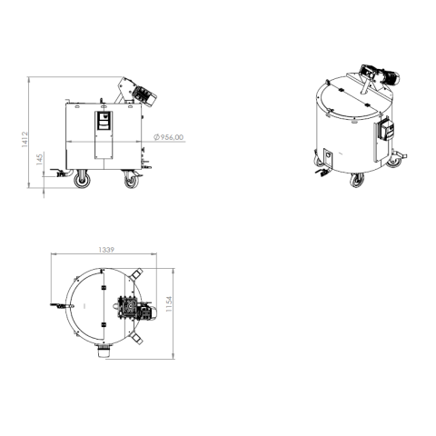 Homogenizator miodu z mieszadłem ślimakowym 500 / 1100 kg