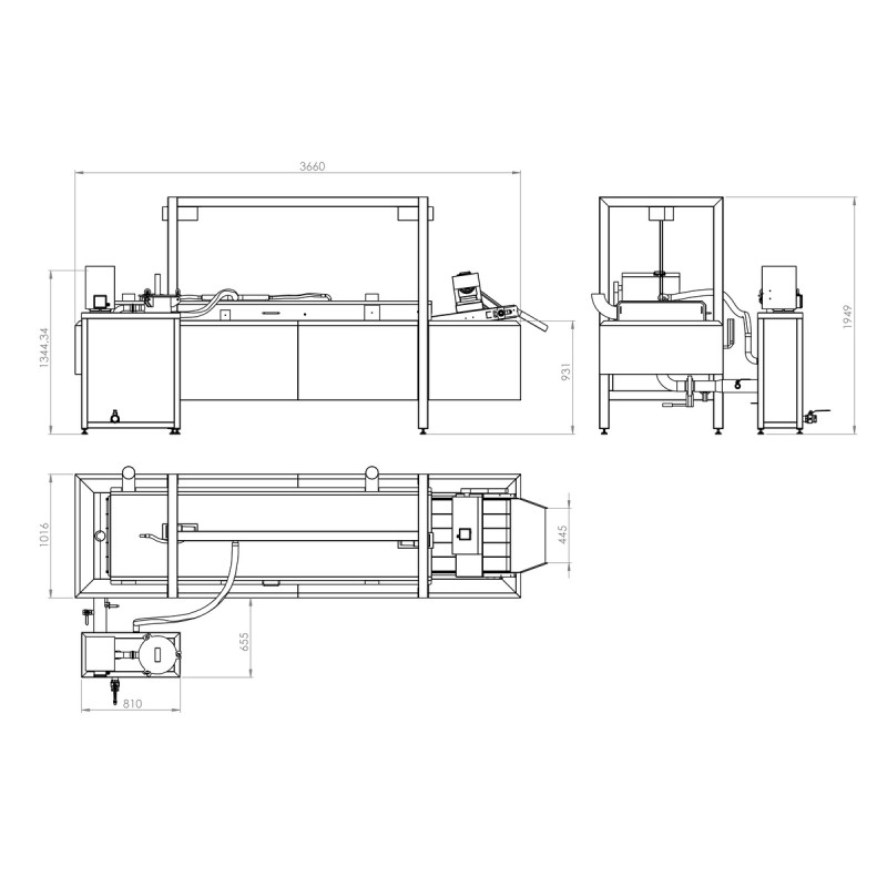 Industrial fryer Combifry 600 × 3500 - Technical drawing