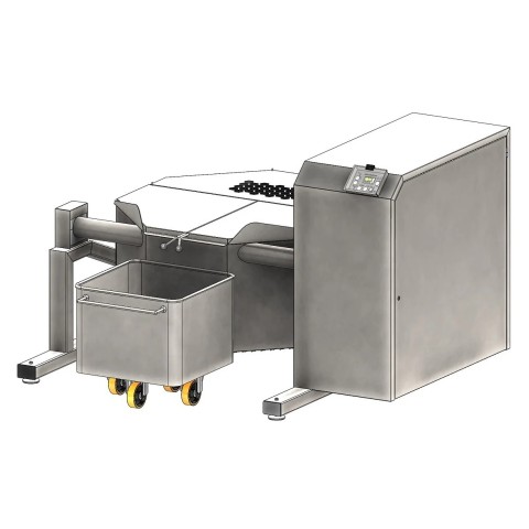 Automatic tilting frying pan with a mixer