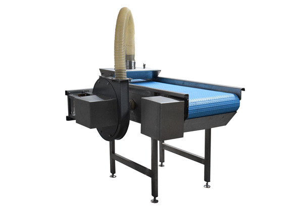 Continuous fryer with integrated discharge section