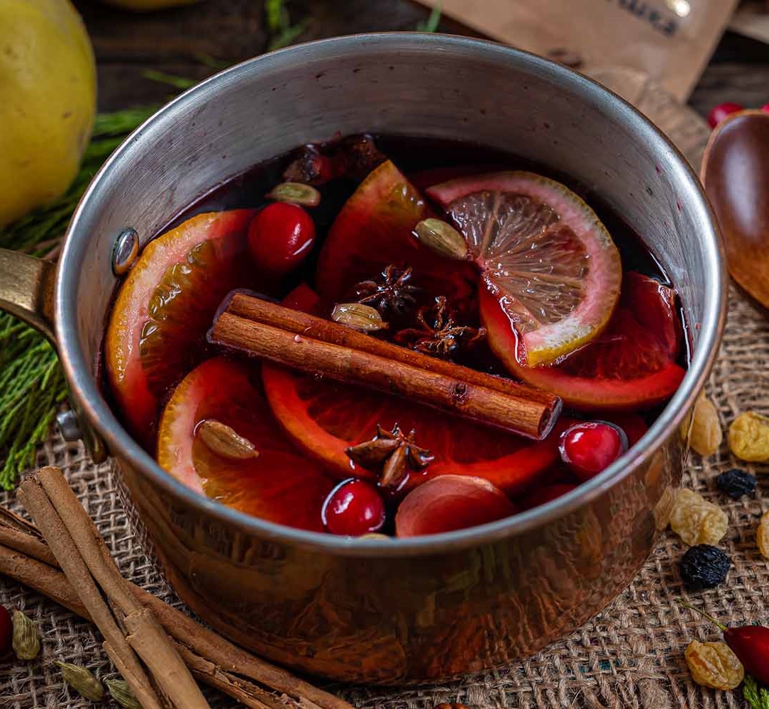 Preparing mulled wine and hot beverages for Christmas markets